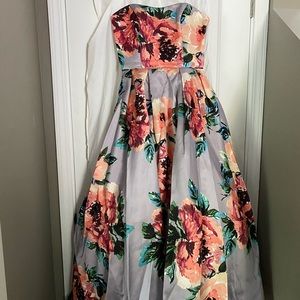 Betsy & Adam Floral High Low Formal dress
